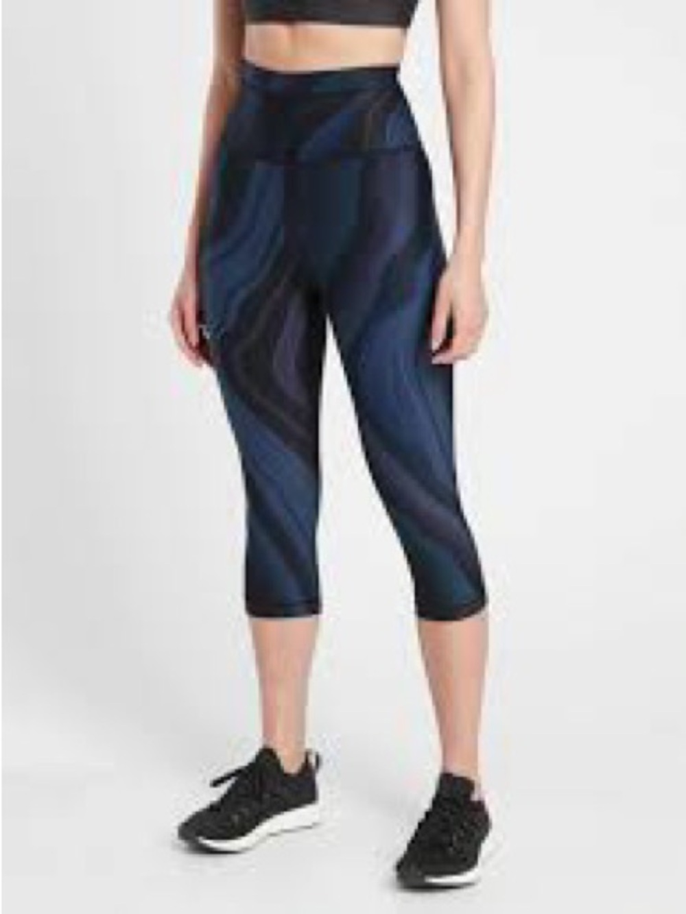 Athleta Accelerate Geode Crop Leggings XS Tall blue black athletic gym workout